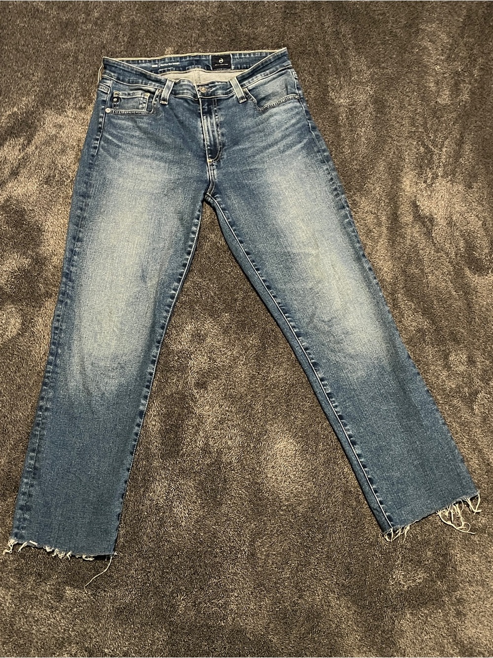 AG Adriano Goldschmied Slim Straight Raw Hem Jeans Size 30